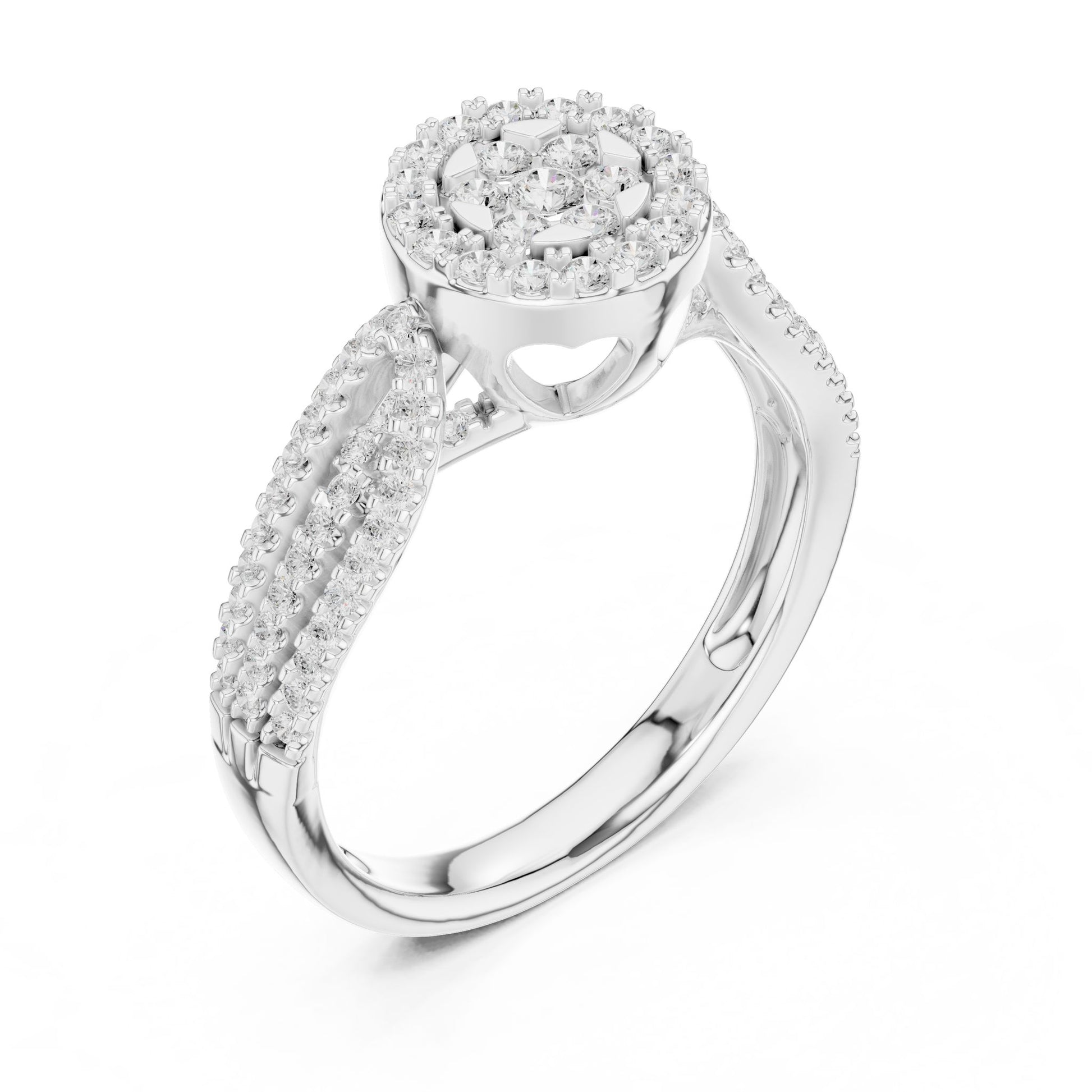 Round Lab Grown Diamond Halo Engagement Ring