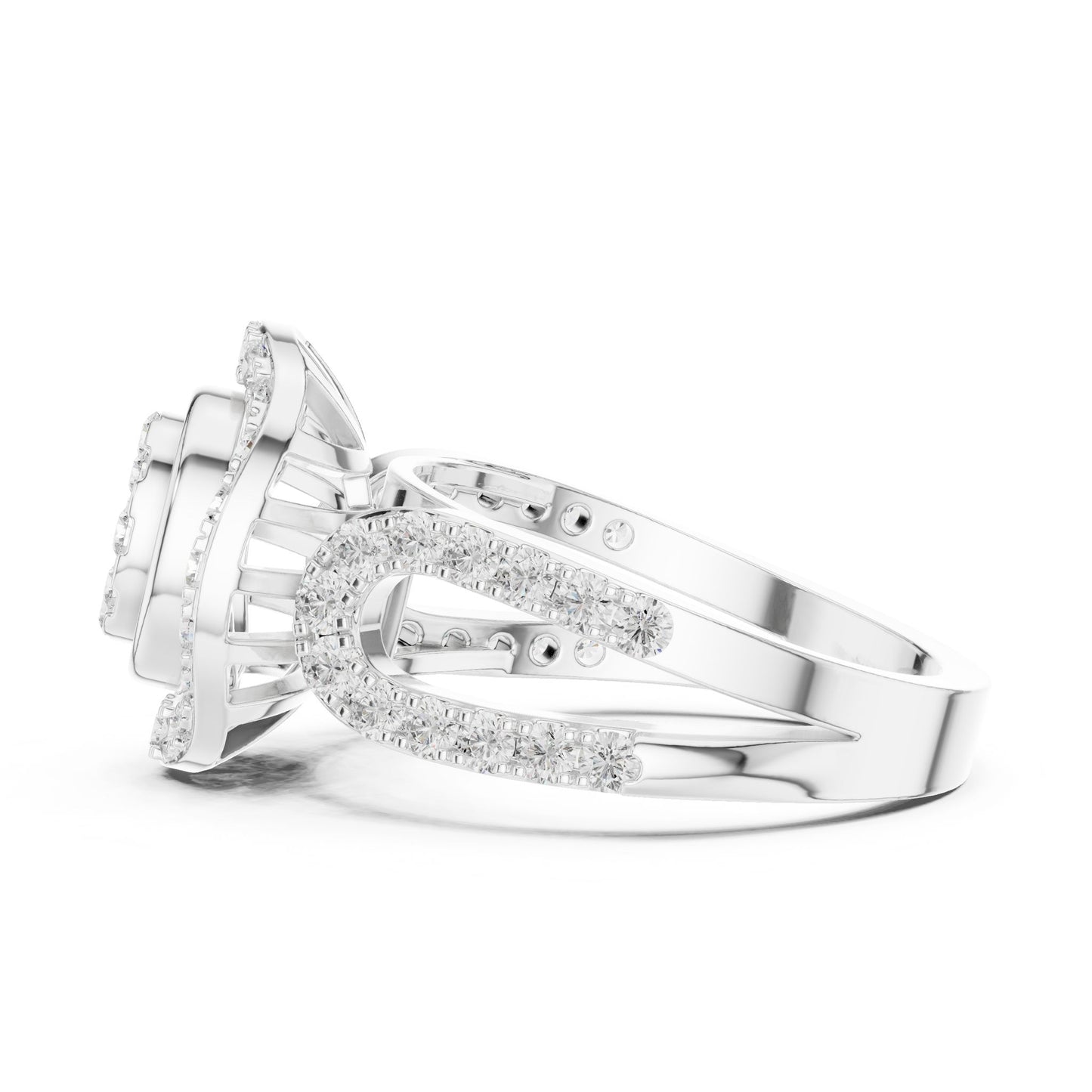 Round Lab Grown Diamond Halo Engagement Ring