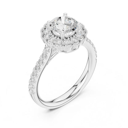 Round Lab Grown Diamond Halo Engagement Ring