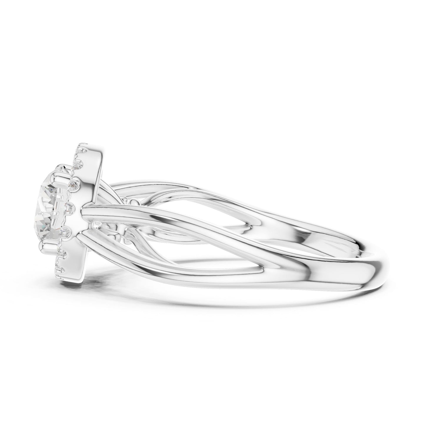 Round Lab Grown Diamond Halo Engagement Ring