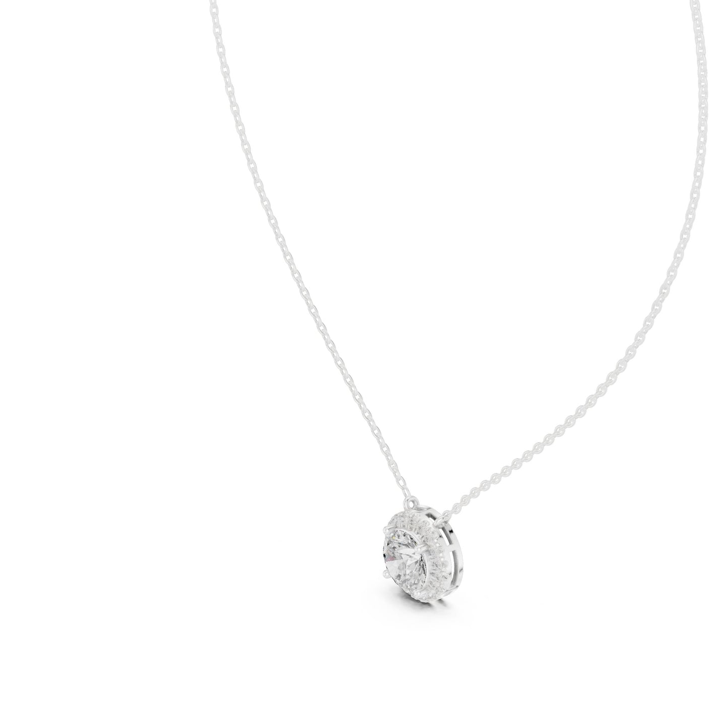 Round Lab Grown Diamond Halo Pendant