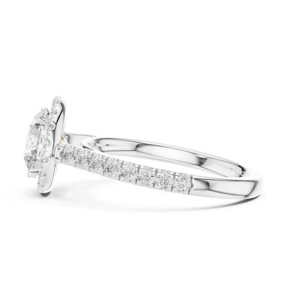 Round Lab Grown Diamond Halo Engagement Ring