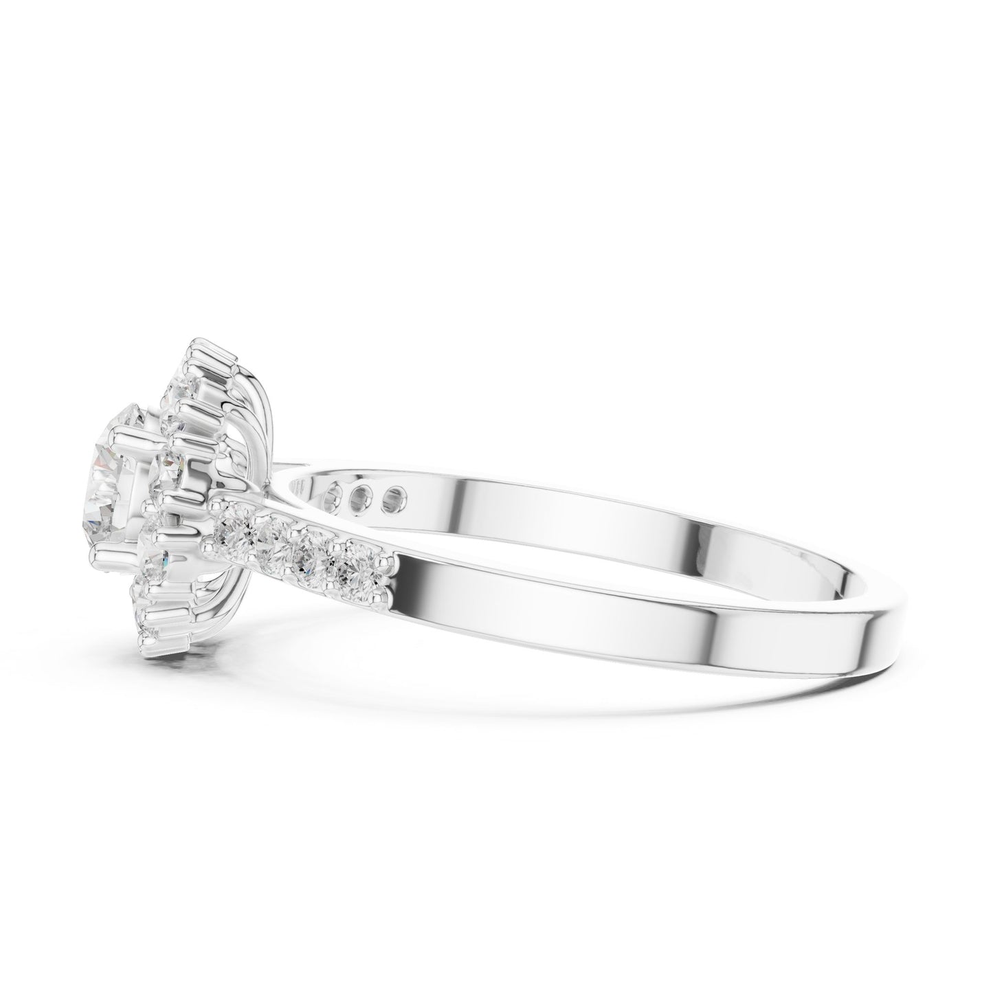 Round Lab Grown Diamond Halo Engagement Ring