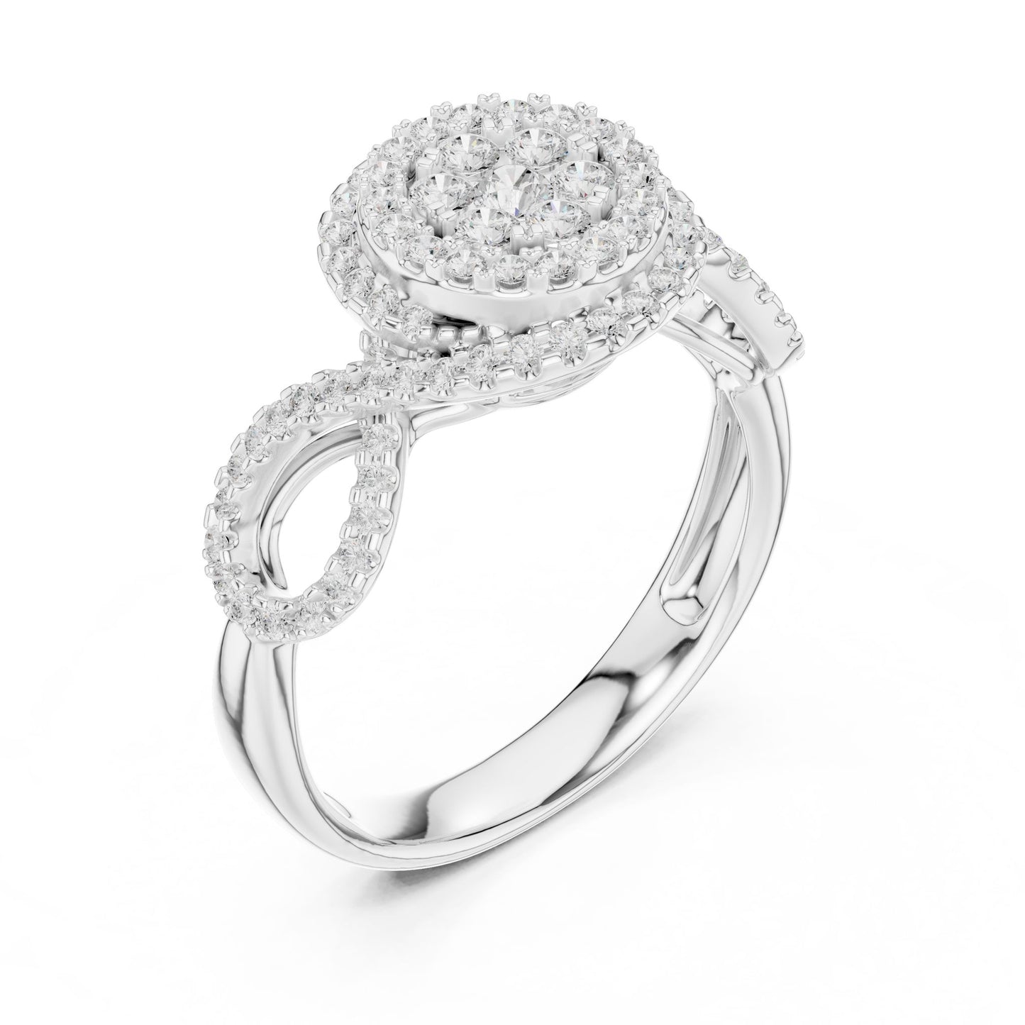 Round Lab Grown Diamond Halo Engagement Ring