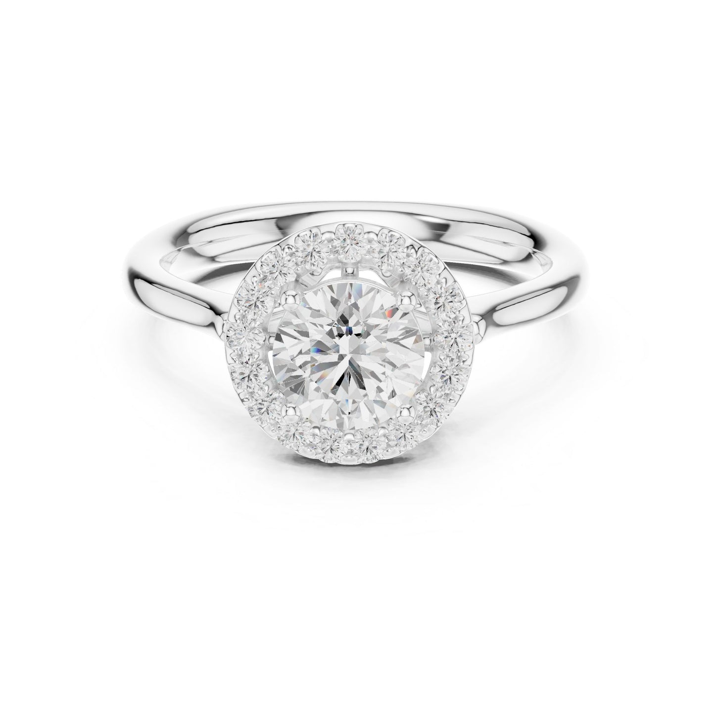 Round Lab Grown Diamond Halo Engagement Ring