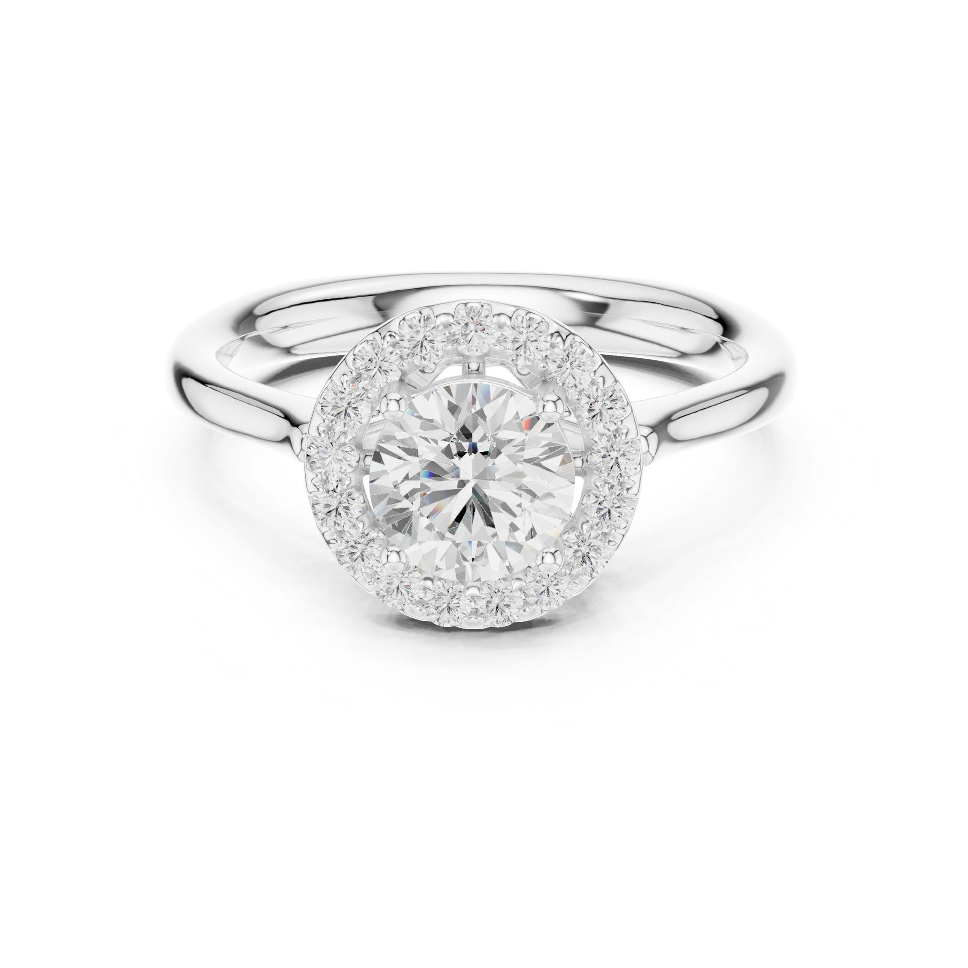 Round Lab Grown Diamond Halo Engagement Ring