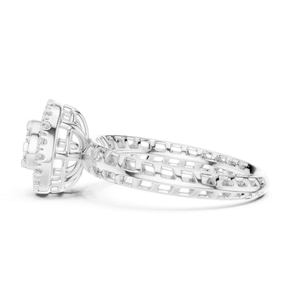 Round Lab Grown Diamond Halo Engagement Ring