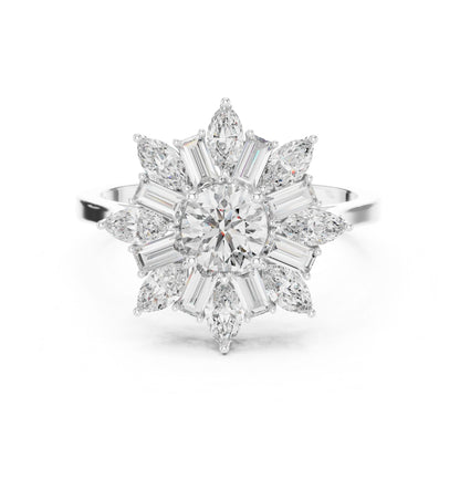 Round Lab Grown Diamond Halo Engagement Ring