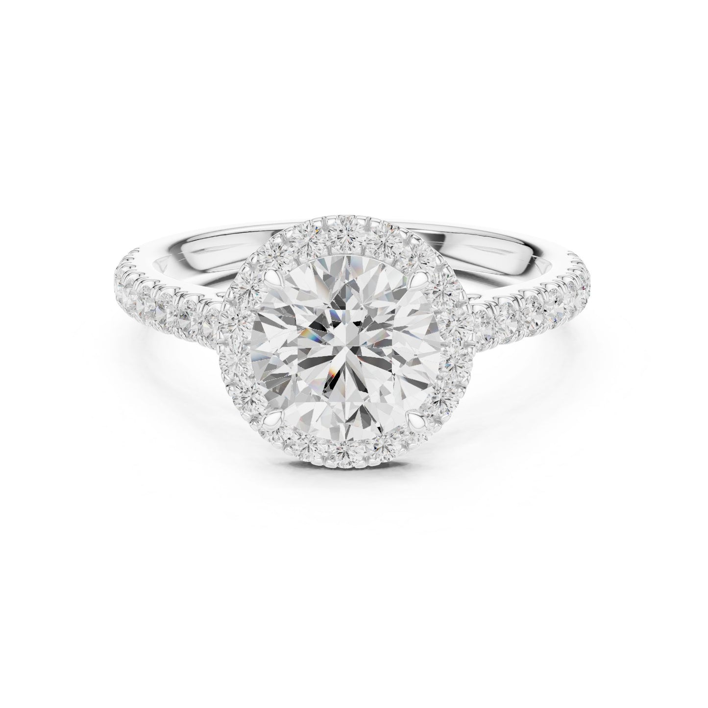 Round Lab Grown Diamond Halo Engagement Ring