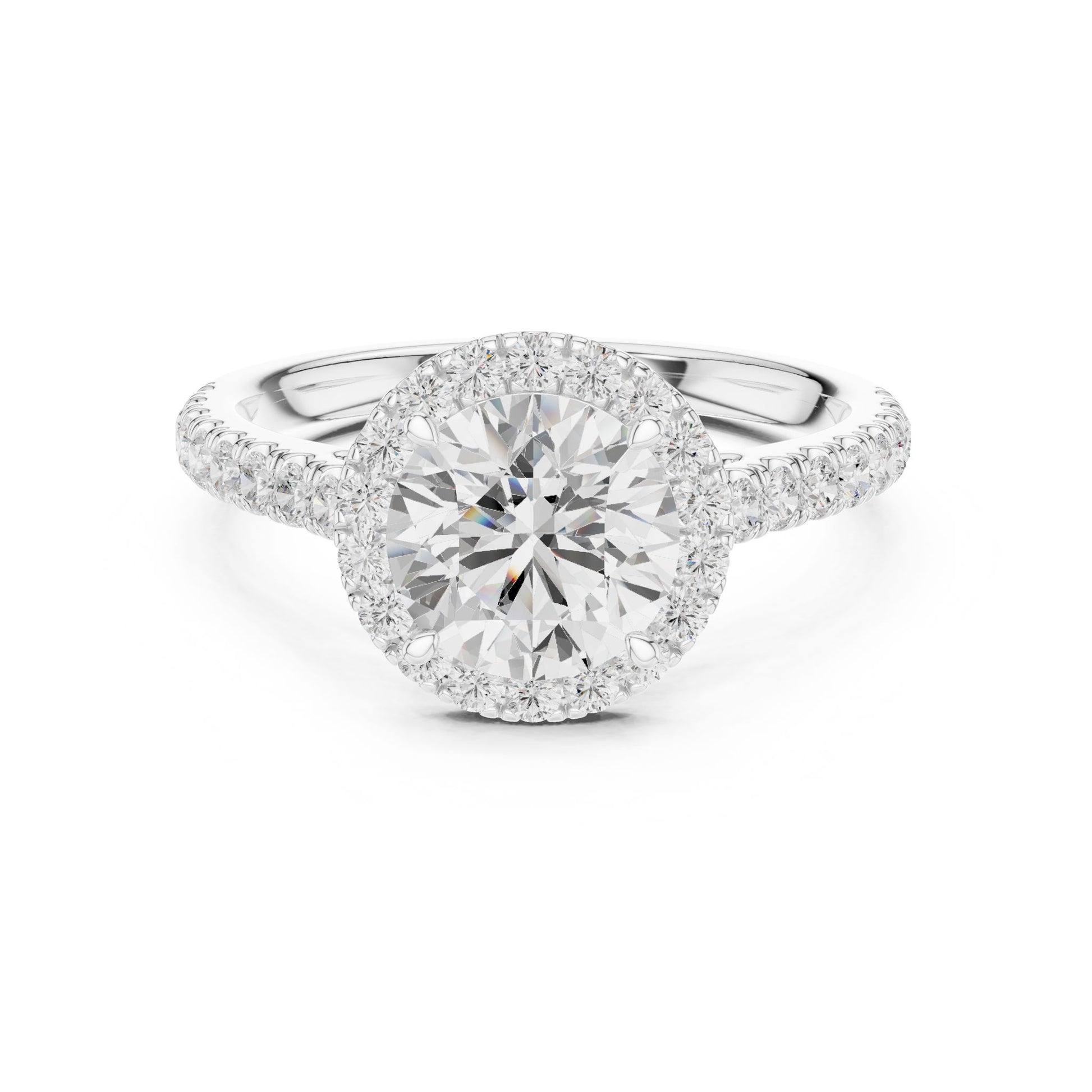 Round Lab Grown Diamond Halo Engagement Ring