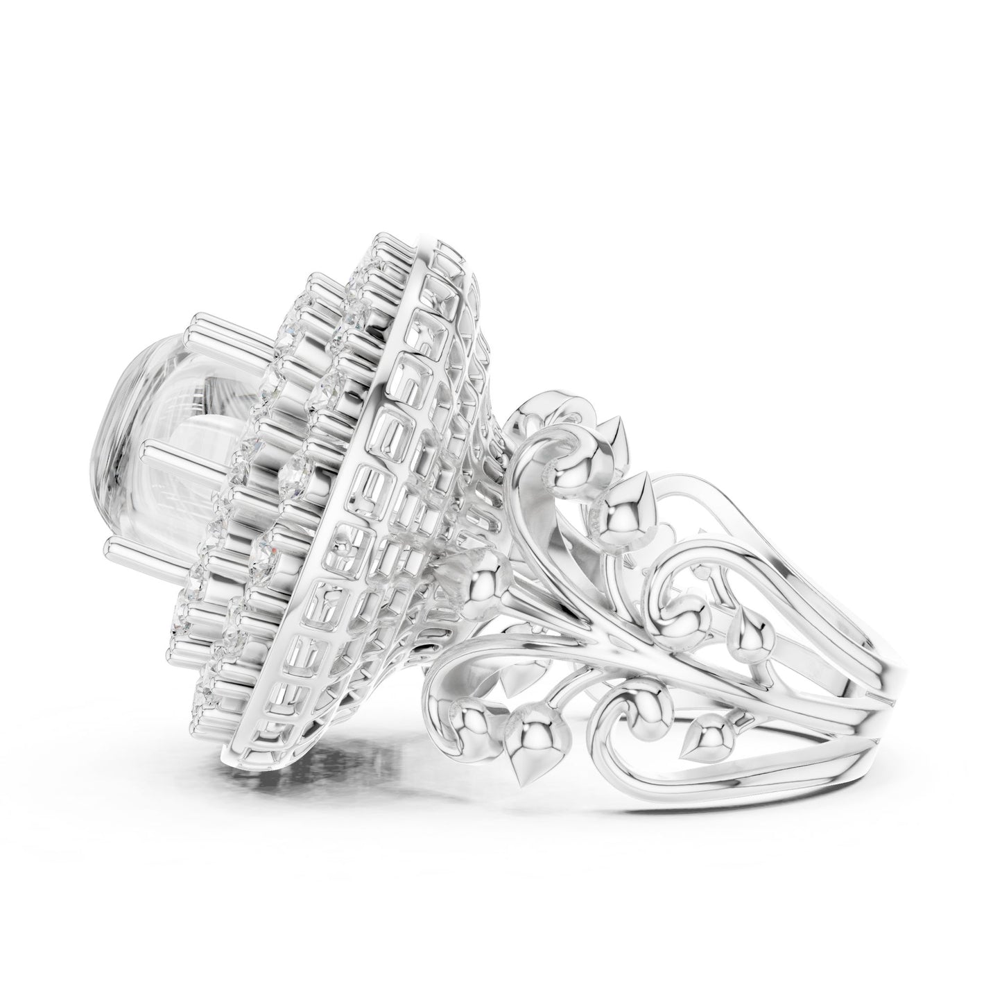 Round Lab Grown Diamond Halo Engagement Ring