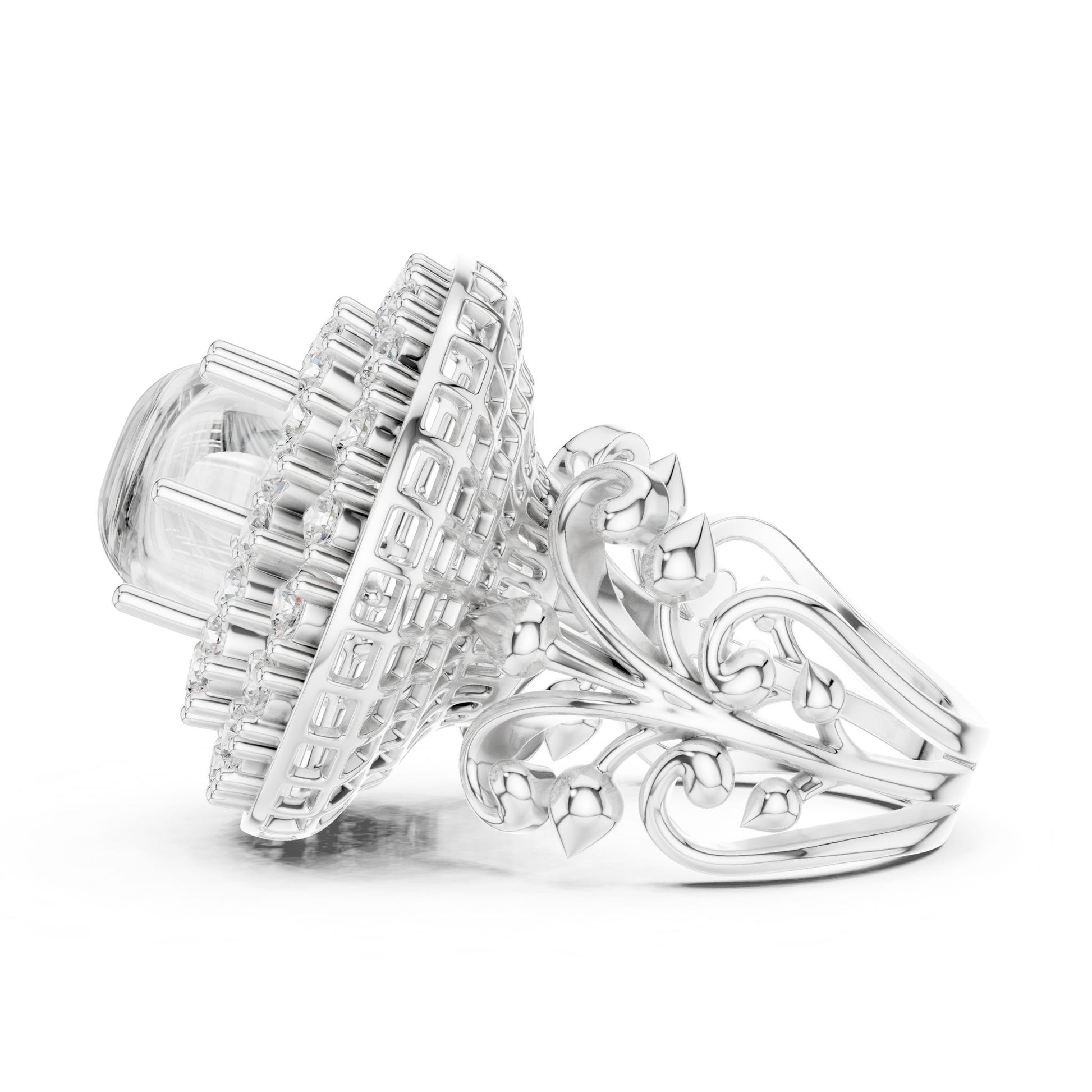 Round Lab Grown Diamond Halo Engagement Ring