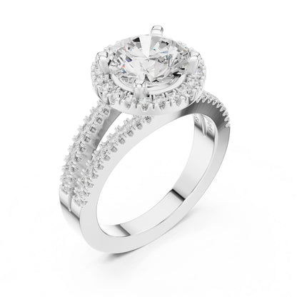 Round Lab Grown Diamond Halo Engagement Ring
