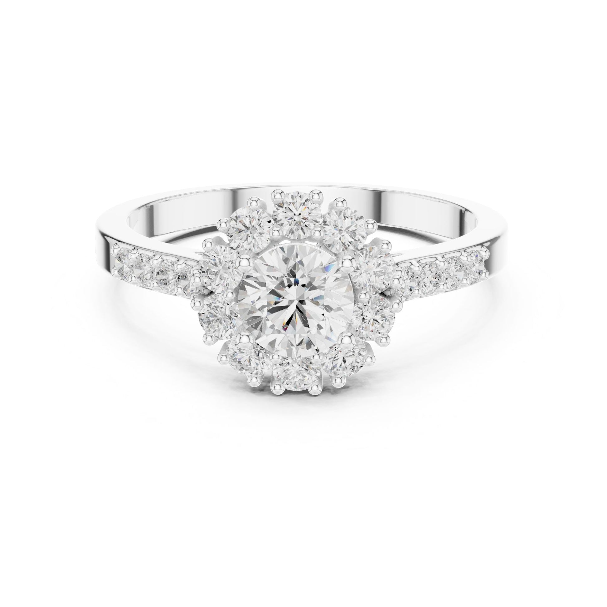 Round Lab Grown Diamond Halo Engagement Ring