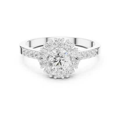 Round Lab Grown Diamond Halo Engagement Ring