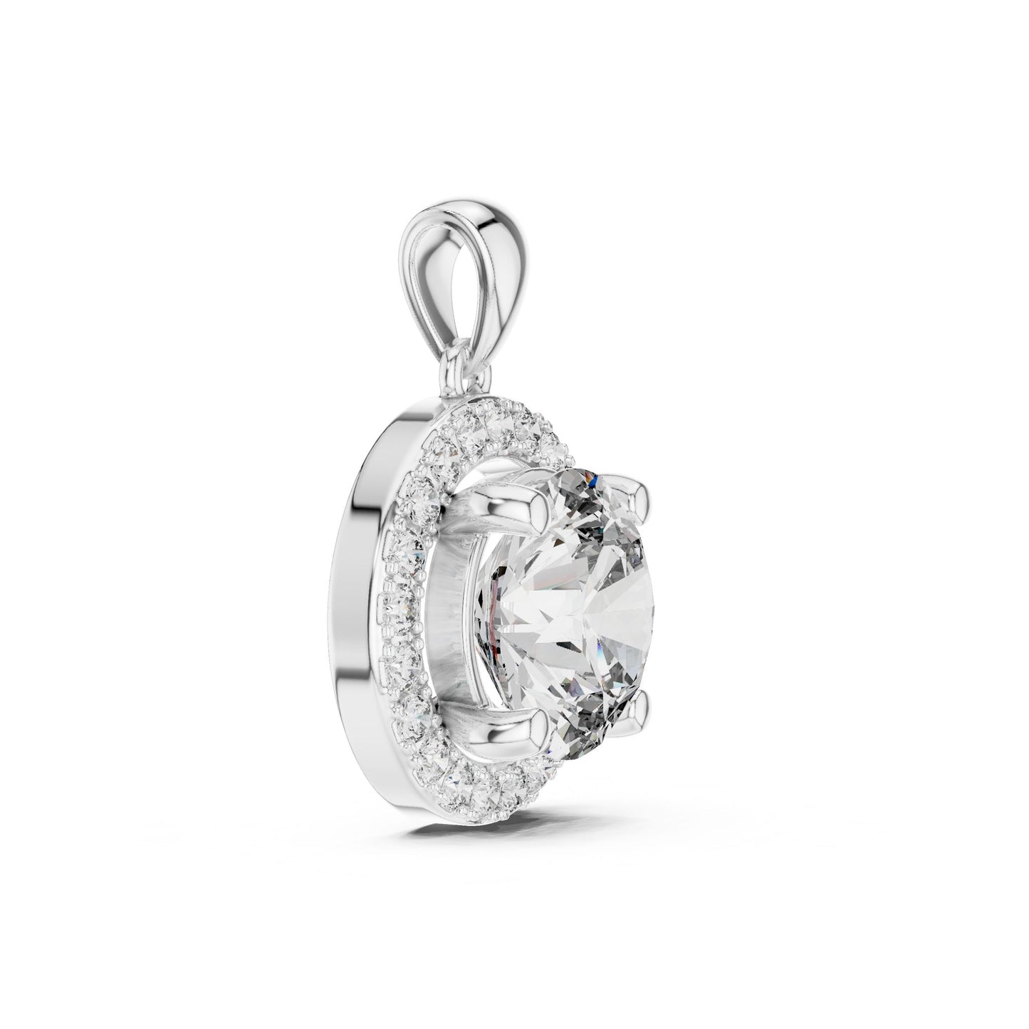Round Lab Grown Diamond Halo Pendant