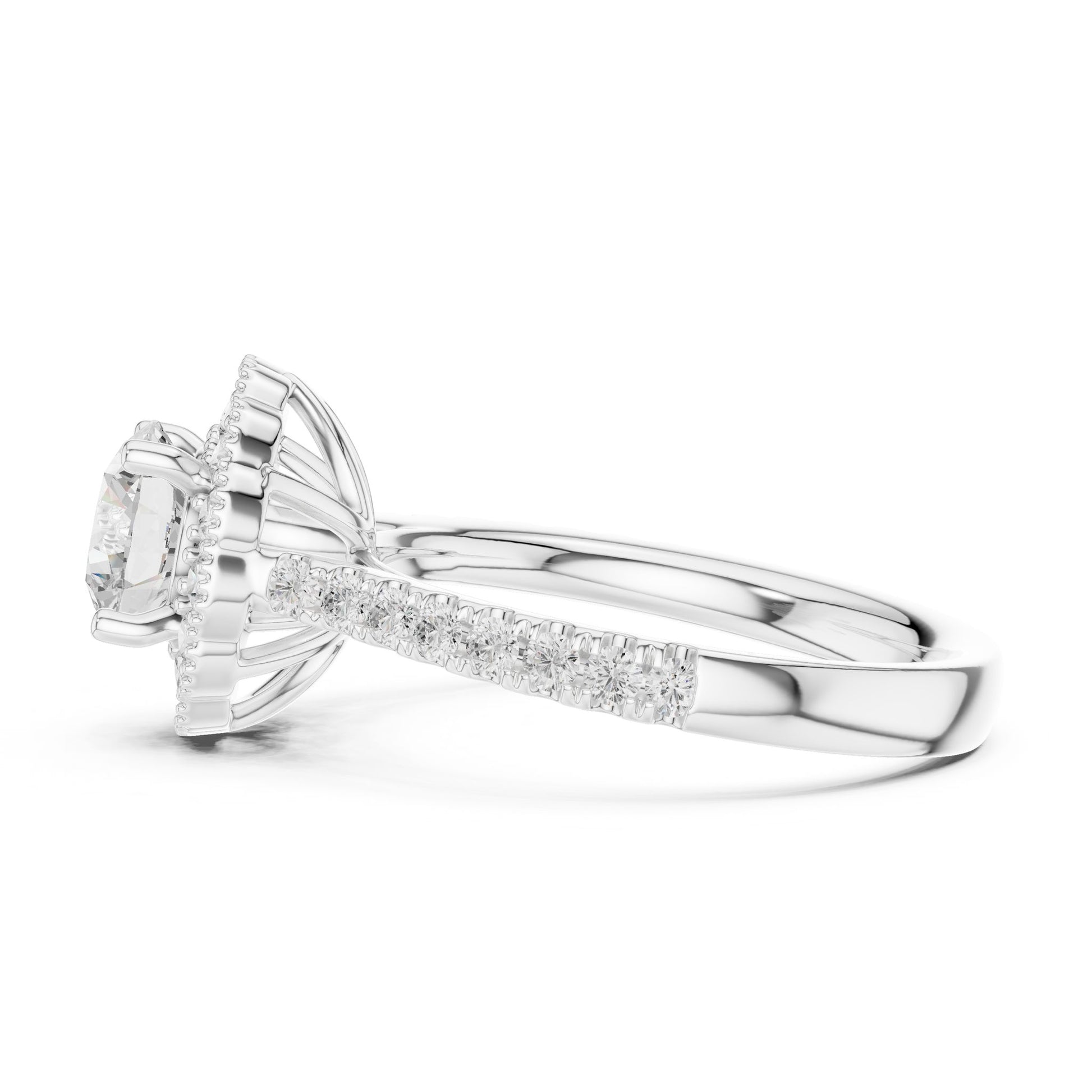Round Lab Grown Diamond Halo Engagement Ring