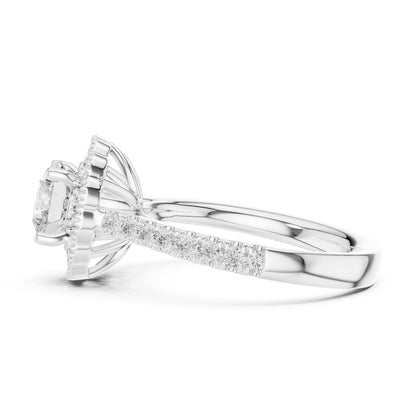 Round Lab Grown Diamond Halo Engagement Ring