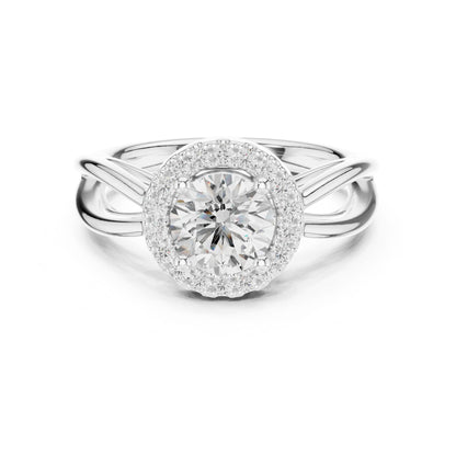 Round Lab Grown Diamond Halo Engagement Ring