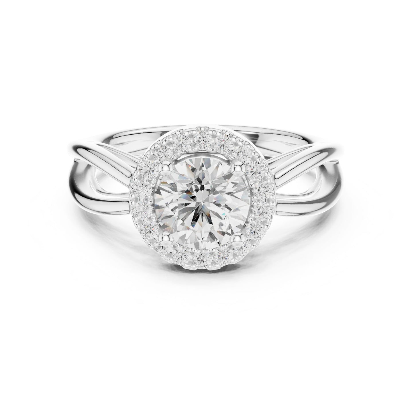 Round Lab Grown Diamond Halo Engagement Ring