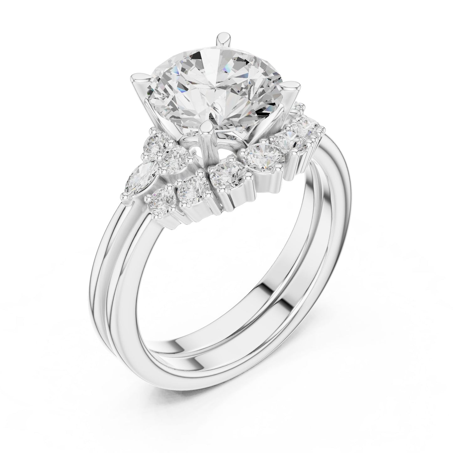 Round Lab Grown Diamond Halo Engagement Ring