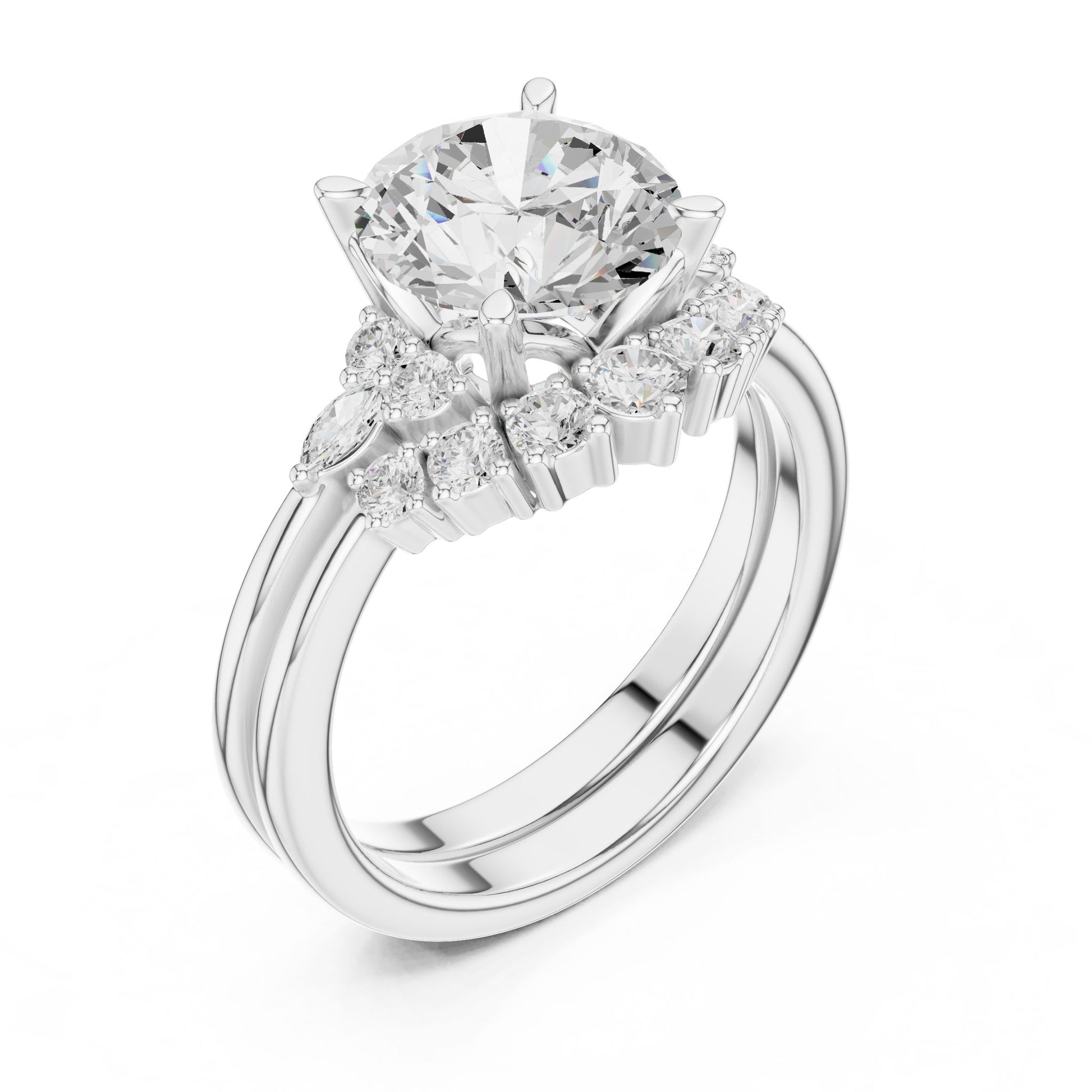 Round Lab Grown Diamond Halo Engagement Ring