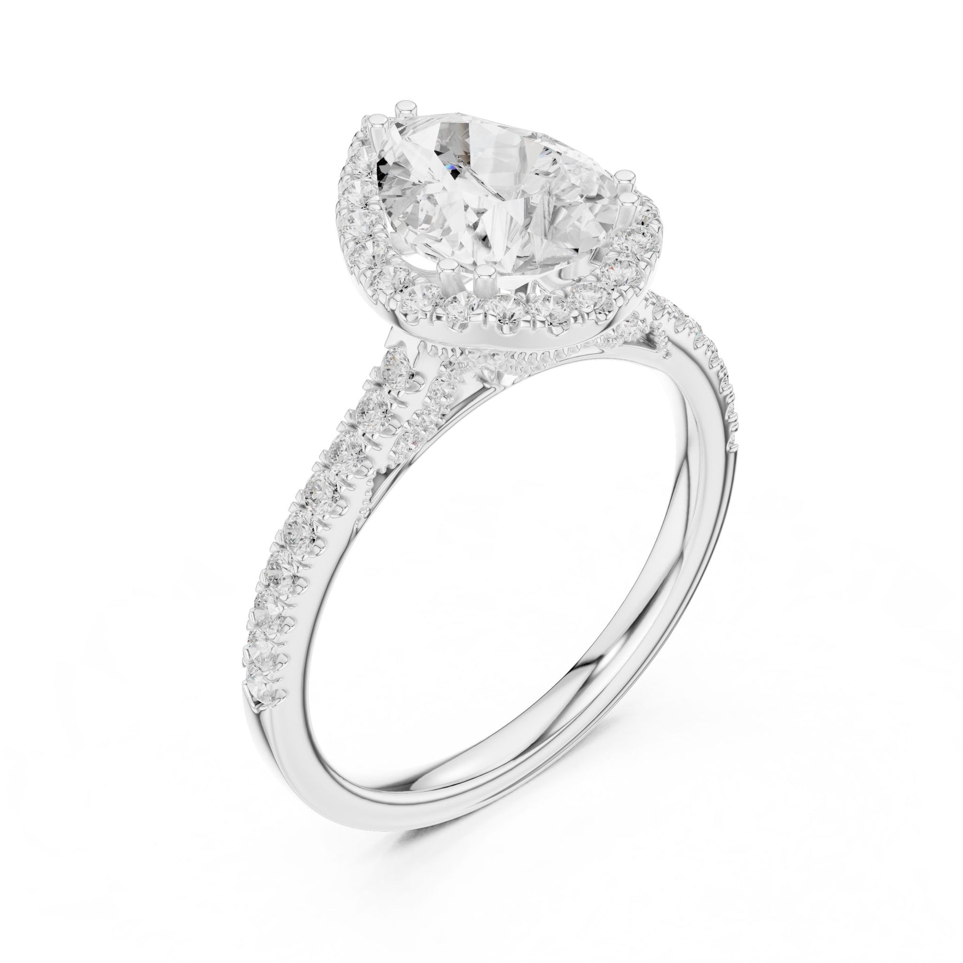 Round Lab Grown Diamond Halo Engagement Ring