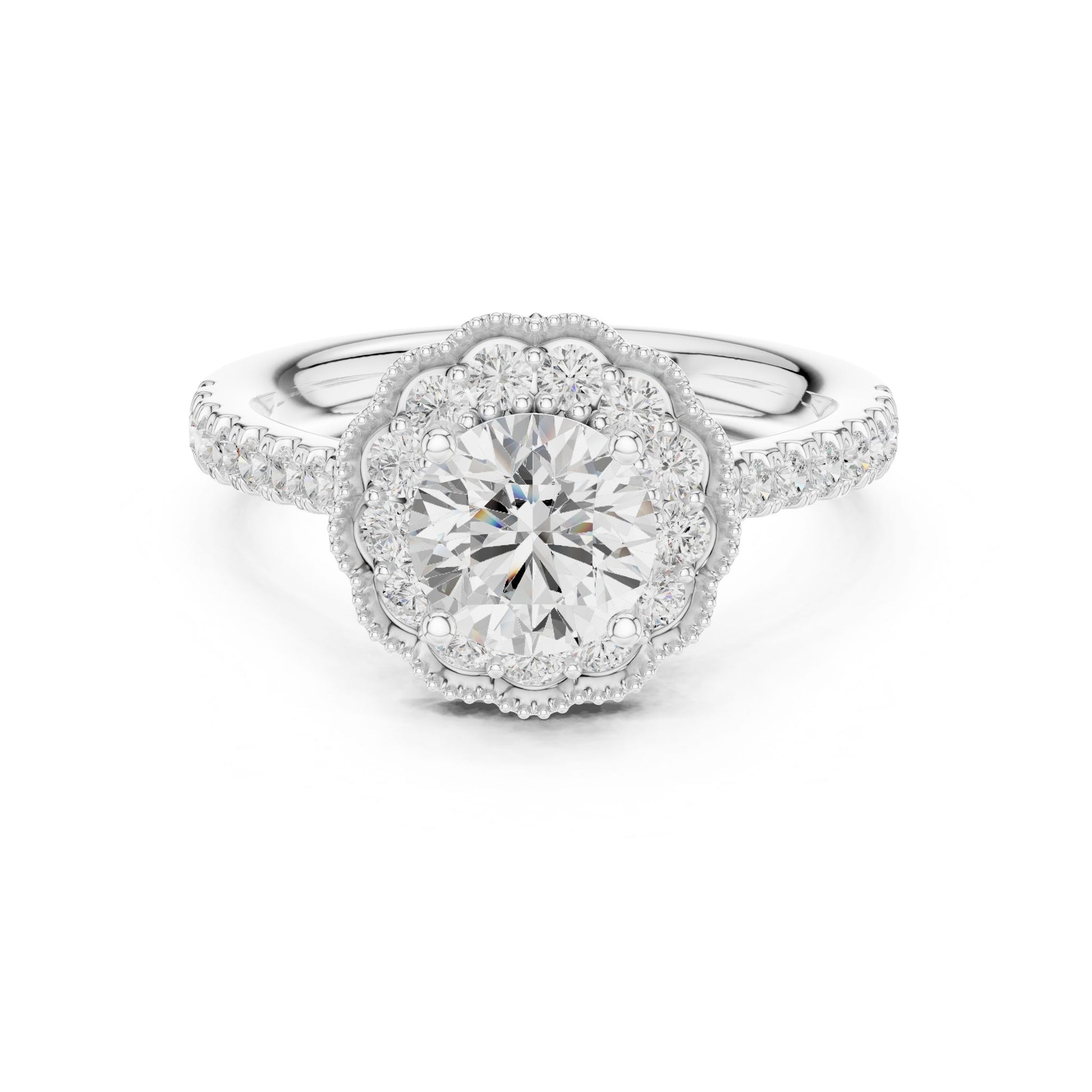 Round Lab Grown Diamond Halo Engagement Ring