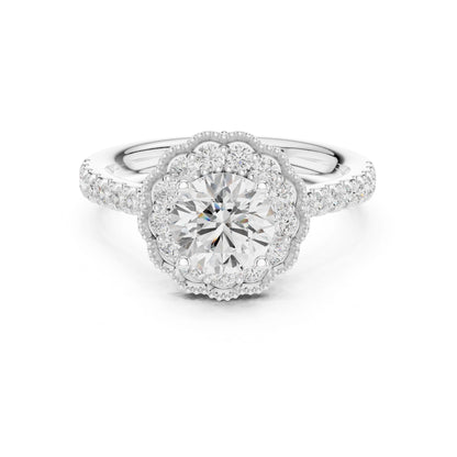 Round Lab Grown Diamond Halo Engagement Ring