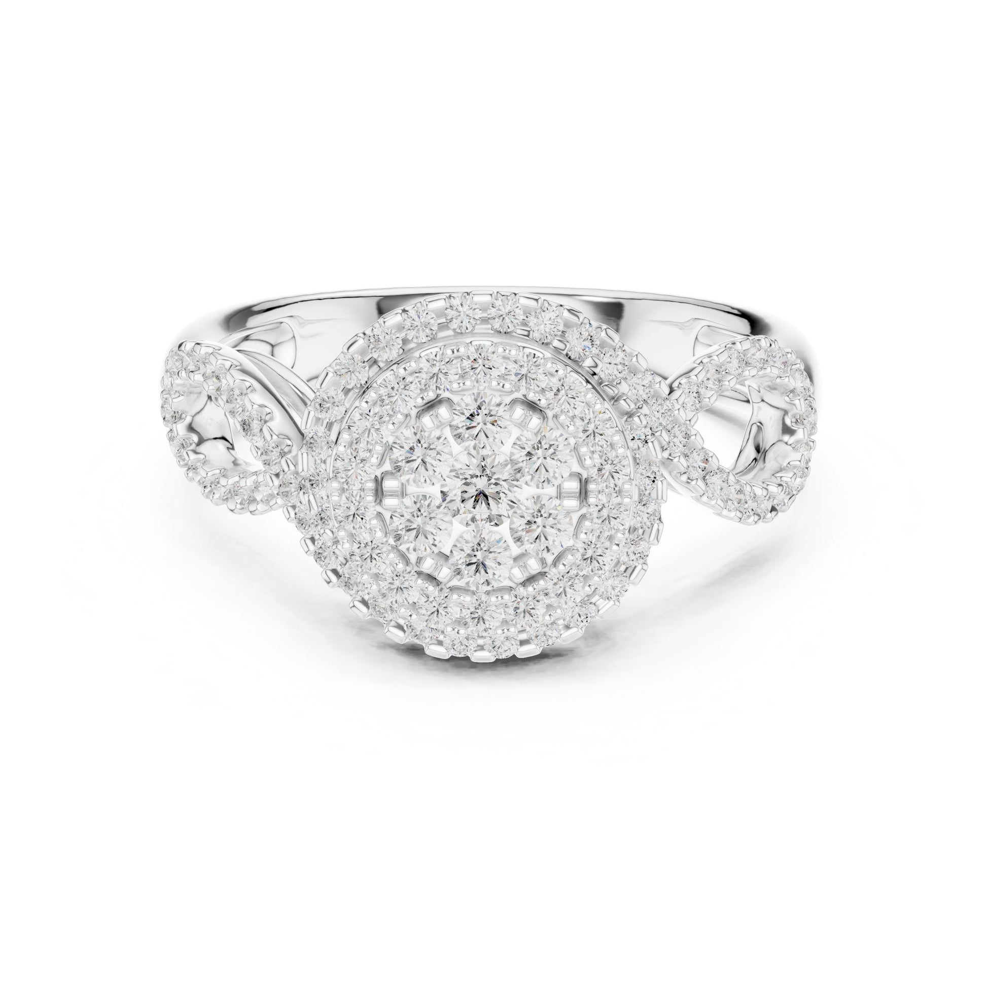 Round Lab Grown Diamond Halo Engagement Ring