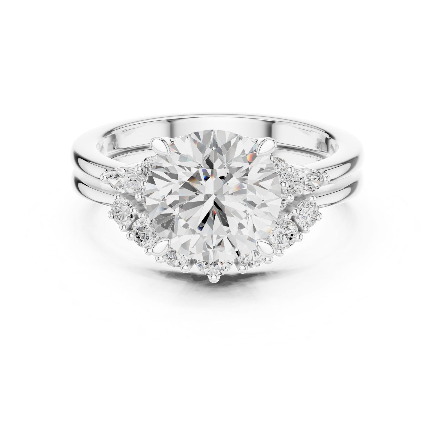 Round Lab Grown Diamond Halo Engagement Ring