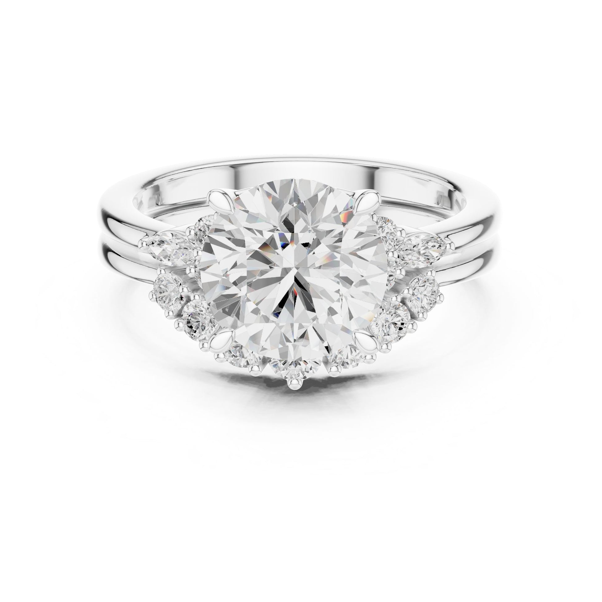 Round Lab Grown Diamond Halo Engagement Ring