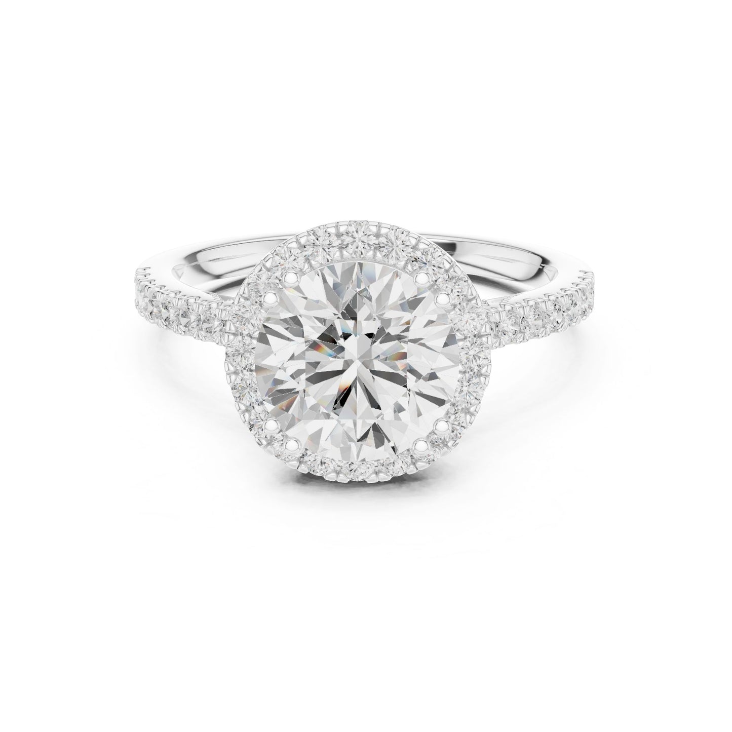Round Lab Grown Diamond Halo Engagement Ring