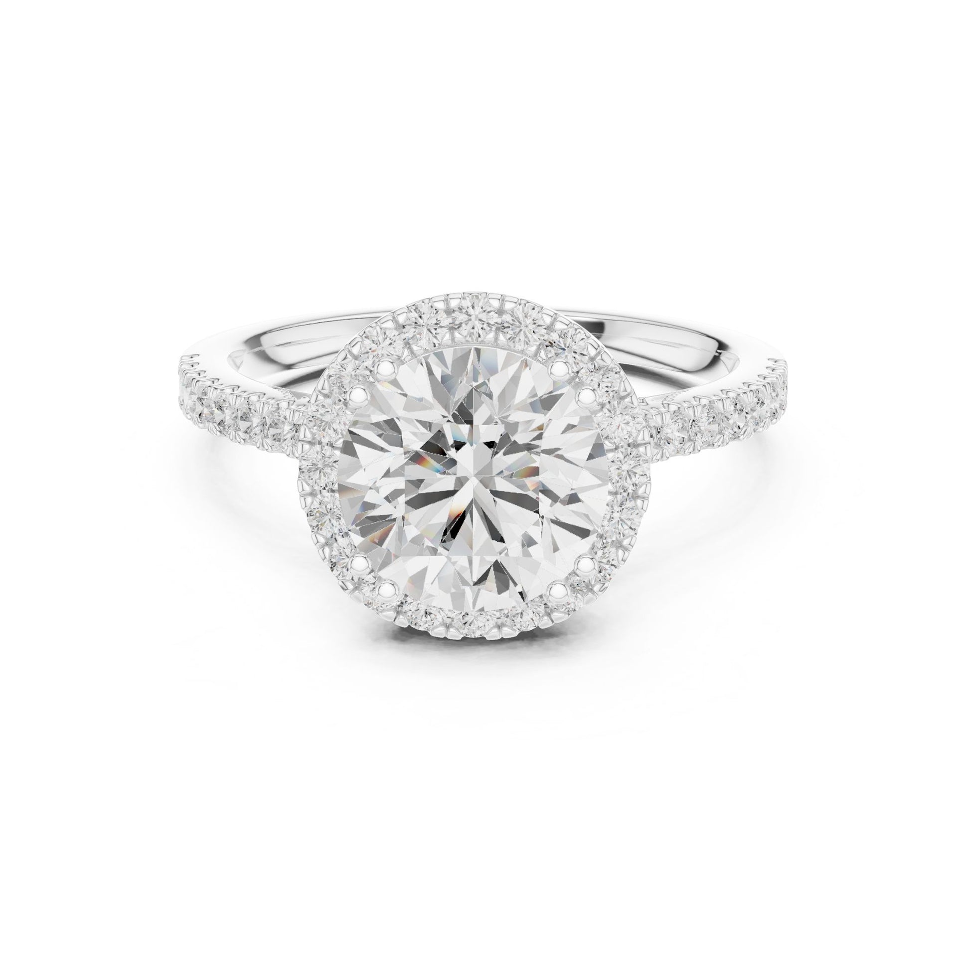 Round Lab Grown Diamond Halo Engagement Ring