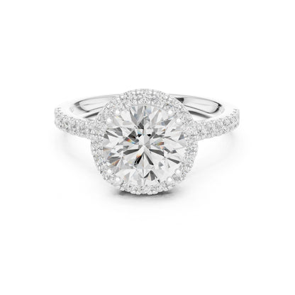 Round Lab Grown Diamond Halo Engagement Ring
