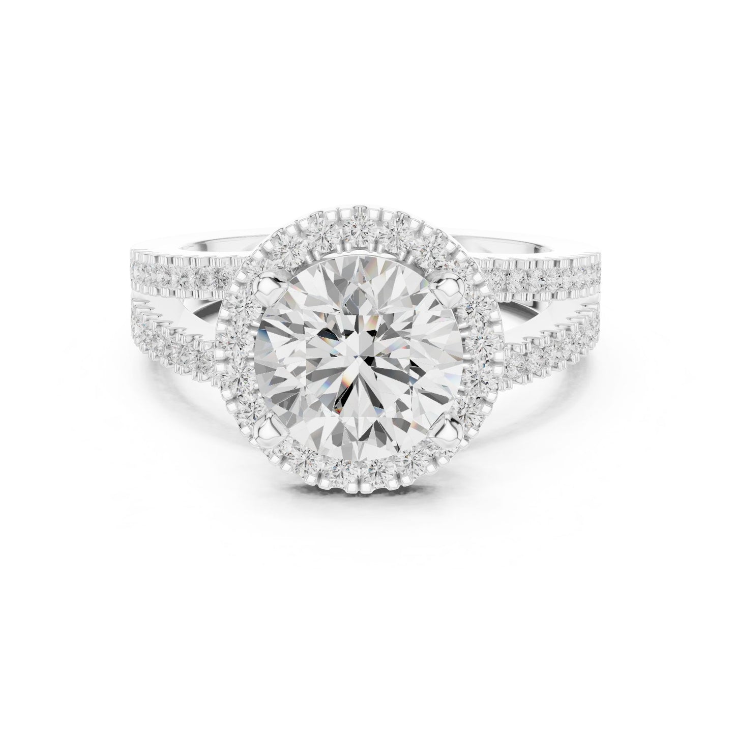 Round Lab Grown Diamond Halo Engagement Ring