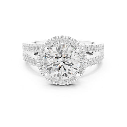 Round Lab Grown Diamond Halo Engagement Ring