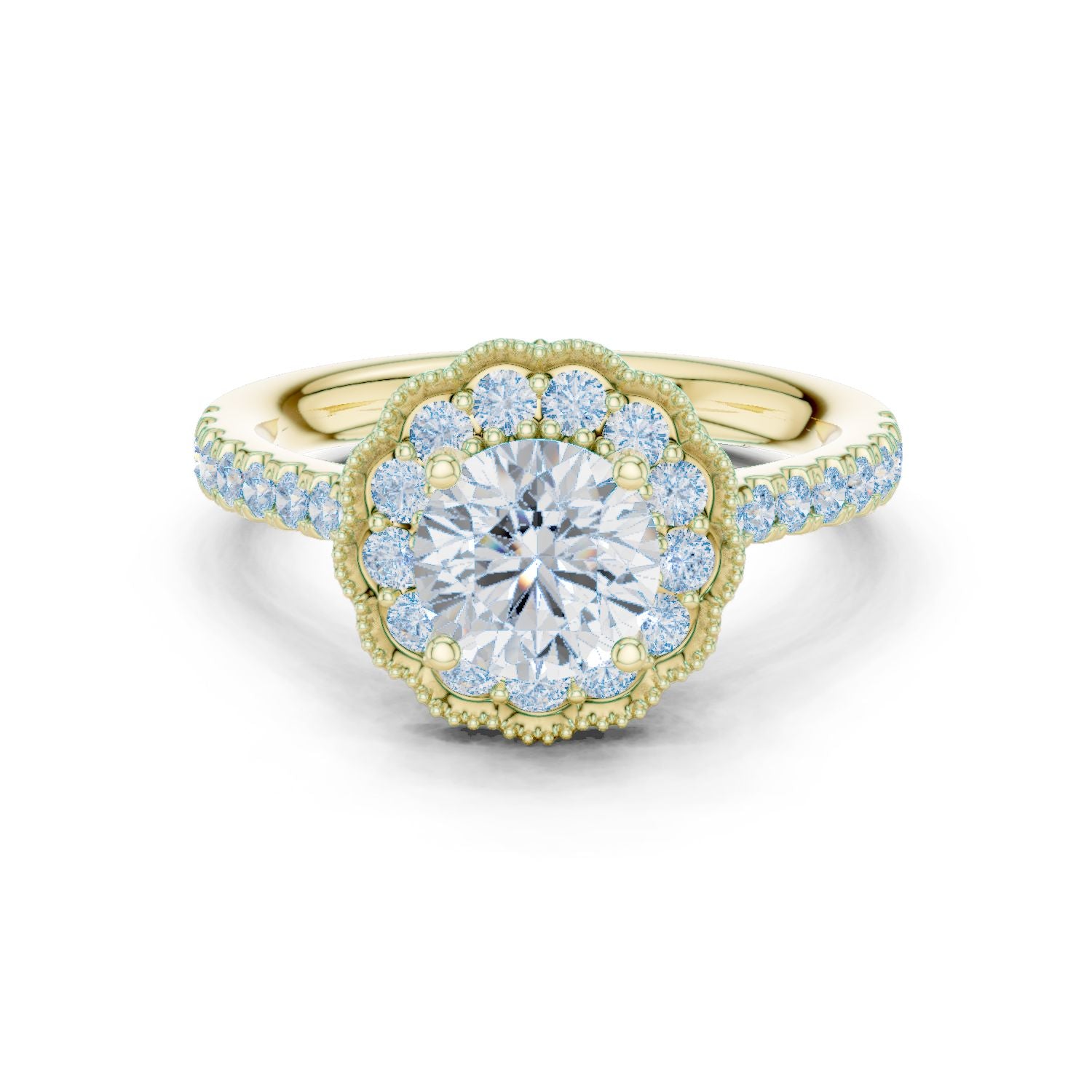 Round Lab Grown Diamond Halo Engagement Ring