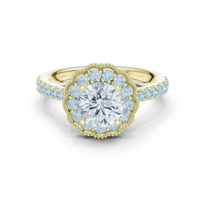 Round Lab Grown Diamond Halo Engagement Ring