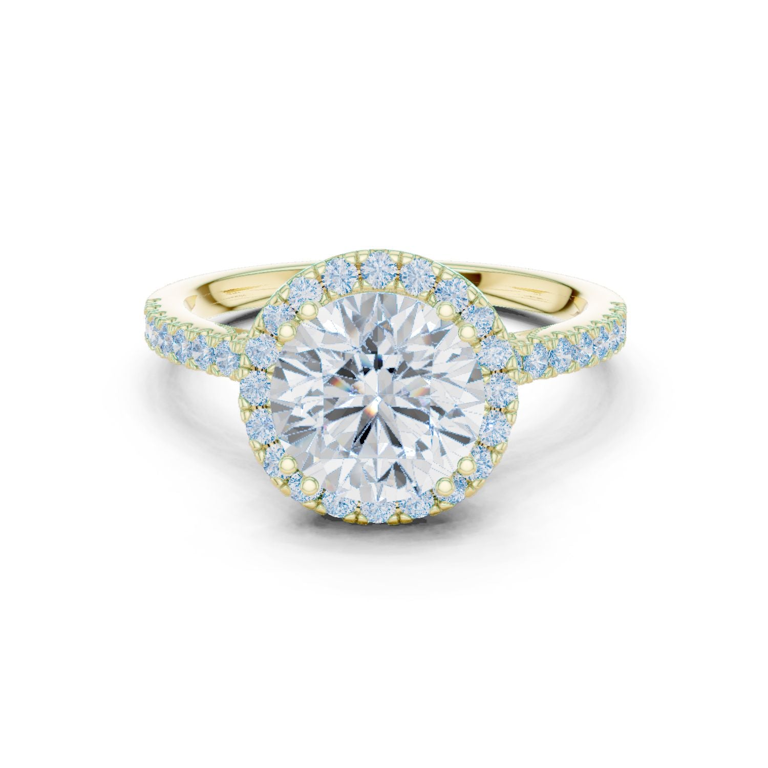 Round Lab Grown Diamond Halo Engagement Ring