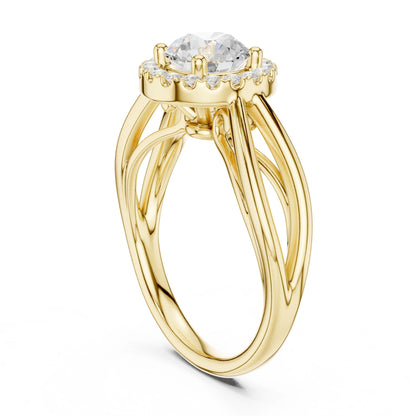 Round Lab Grown Diamond Halo Engagement Ring