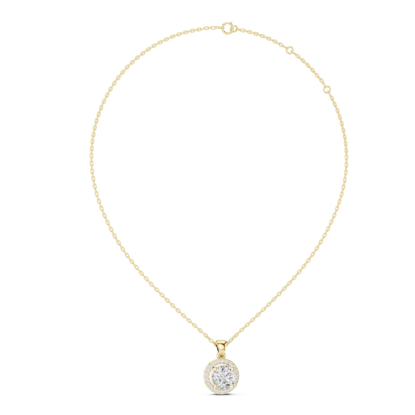 Round Lab Grown Diamond Halo Pendant