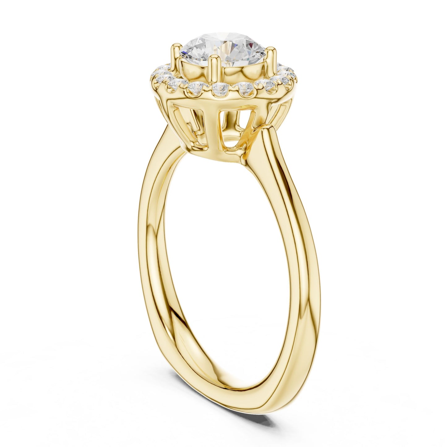 Round Lab Grown Diamond Halo Engagement Ring
