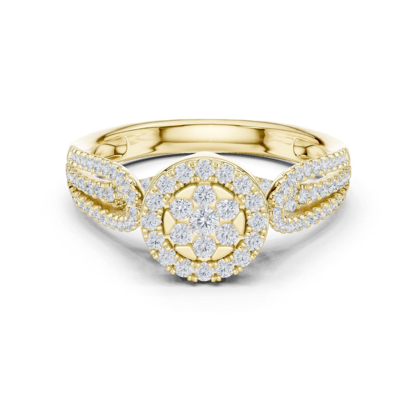 Round Lab Grown Diamond Halo Engagement Ring