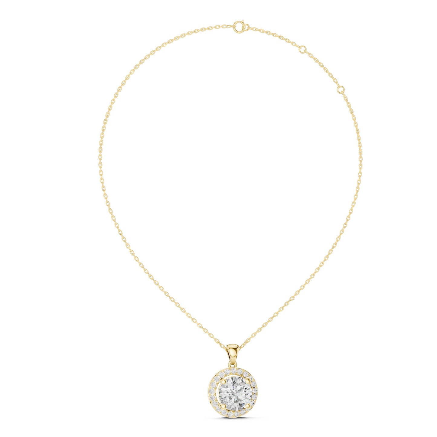 Round Lab Grown Diamond Halo Pendant
