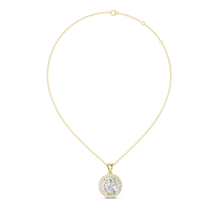 Round Lab Grown Diamond Halo Pendant