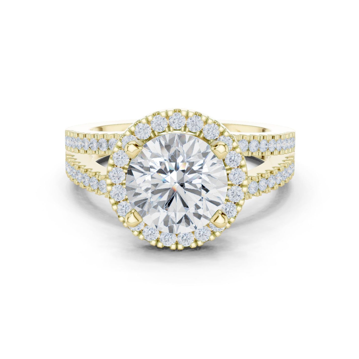 Round Lab Grown Diamond Halo Engagement Ring