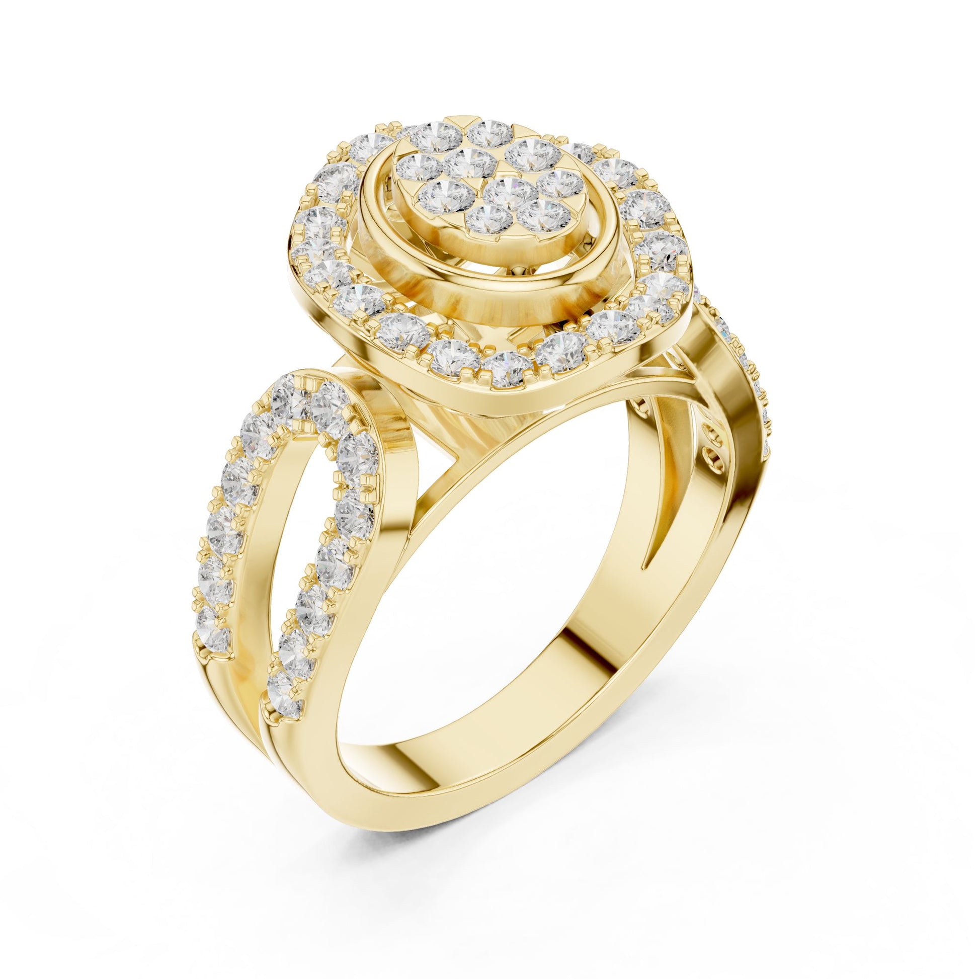 Round Lab Grown Diamond Halo Engagement Ring