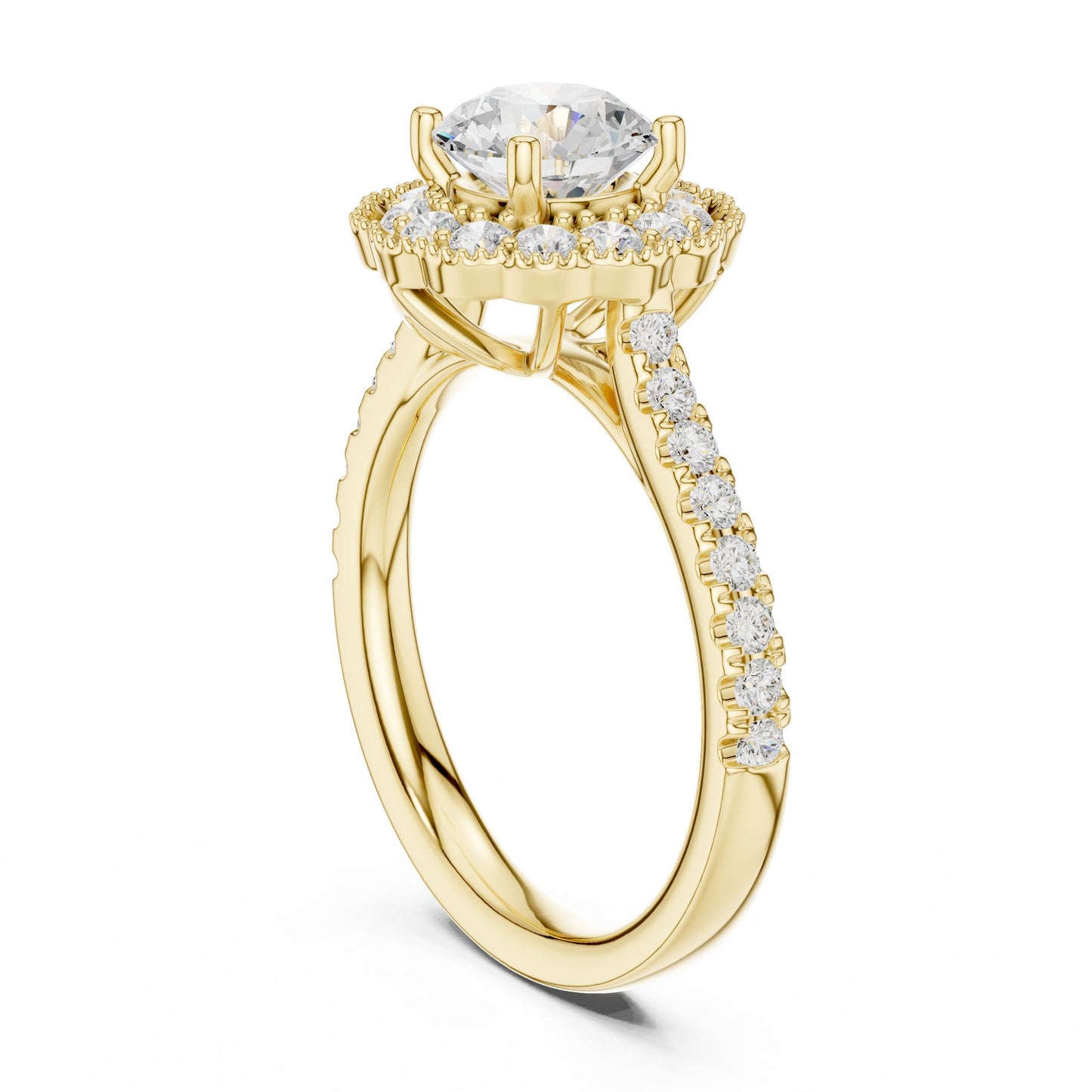 Round Lab Grown Diamond Halo Engagement Ring