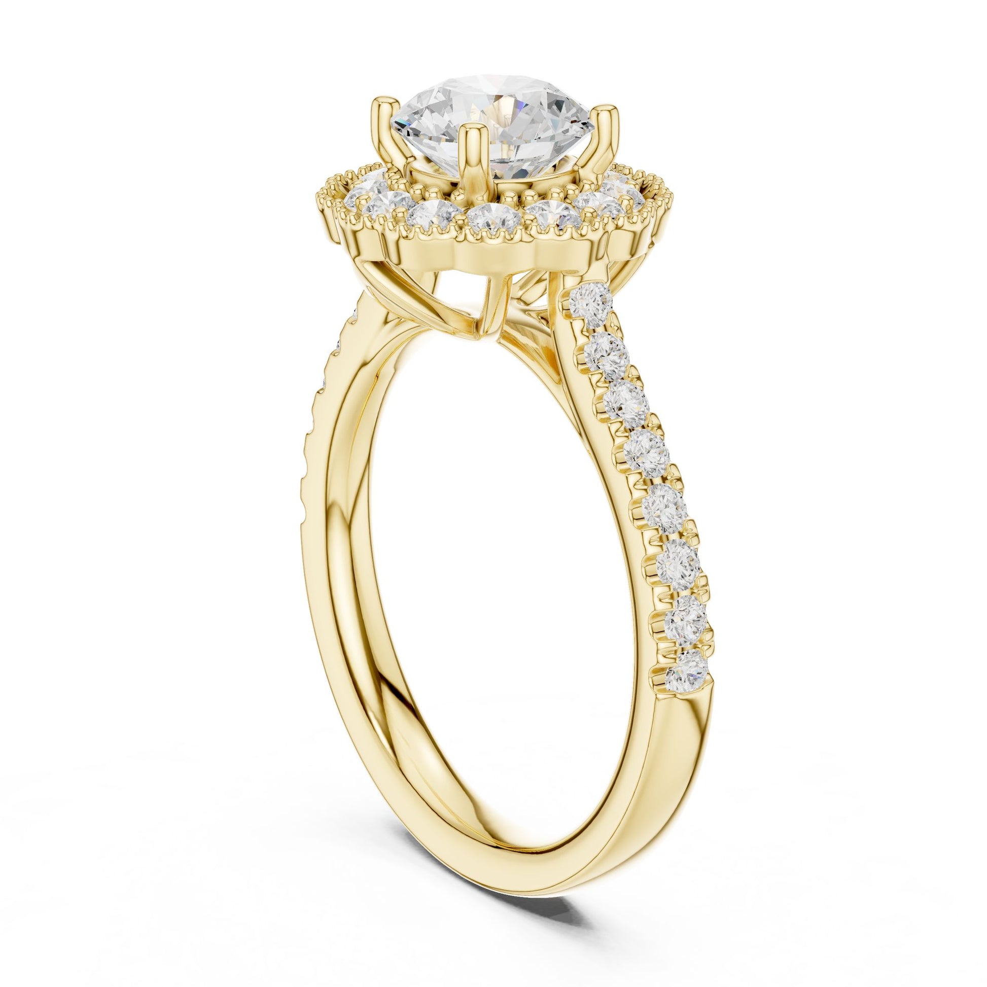 Round Lab Grown Diamond Halo Engagement Ring
